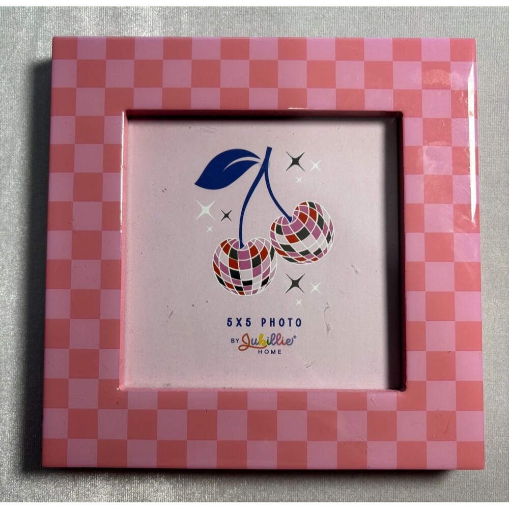 Jubilee Home 5x5 Pink Checkered Cherry Photo Frame Disco Cherry Picture Frame